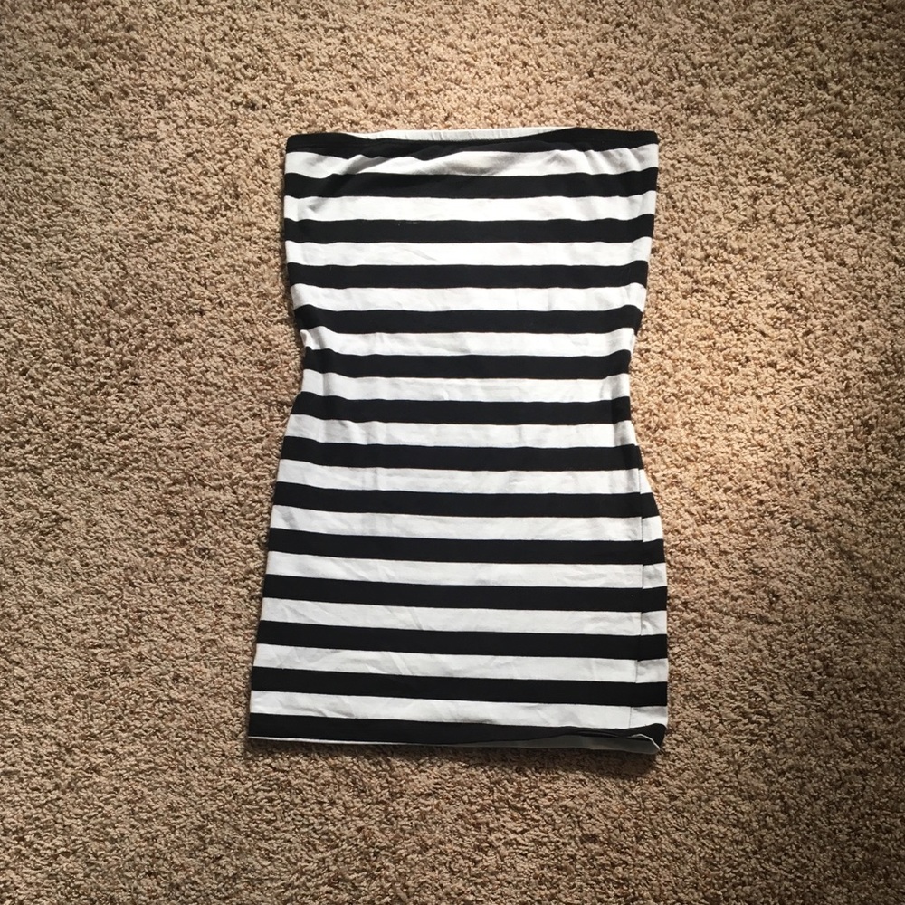 Love Culture Striped Strapless Mini Dress